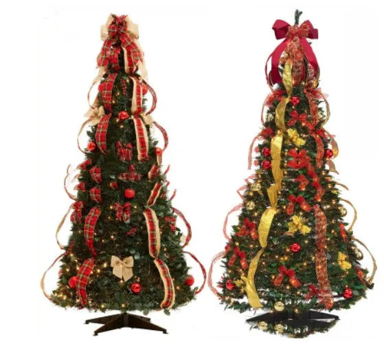 Fully Decorated Retractable Christmas Tree