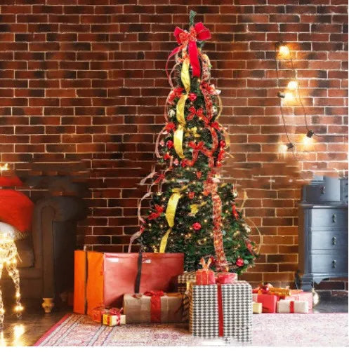 Fully Decorated Retractable Christmas Tree