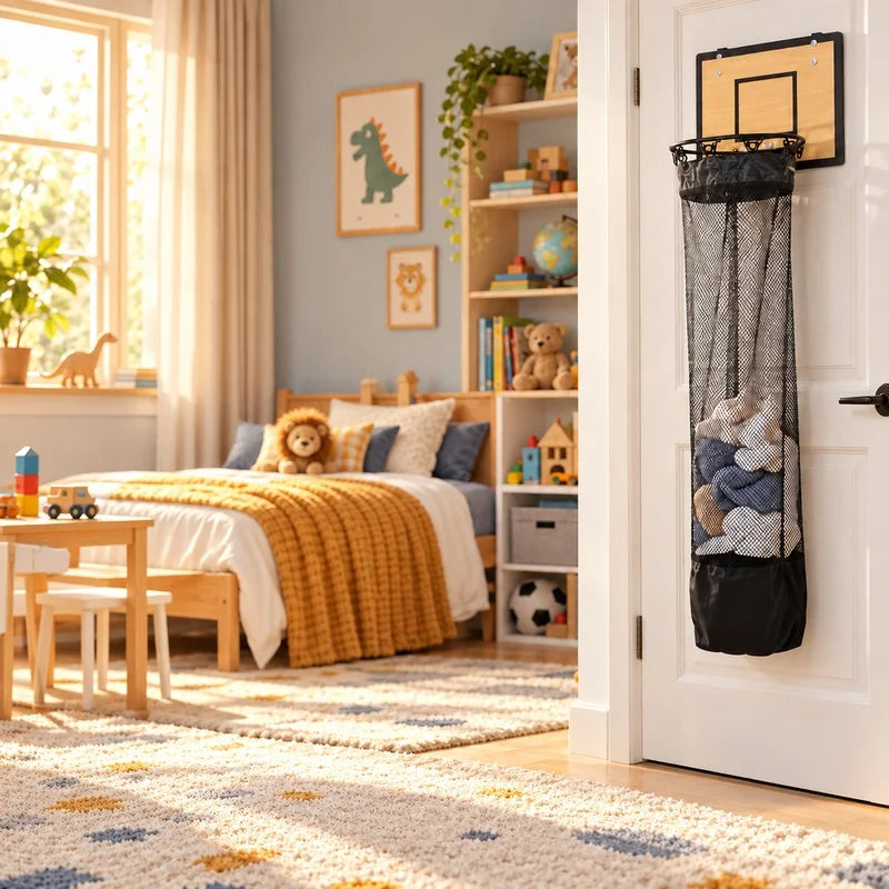 Wooden Basketball Hoop Laundry Hamper