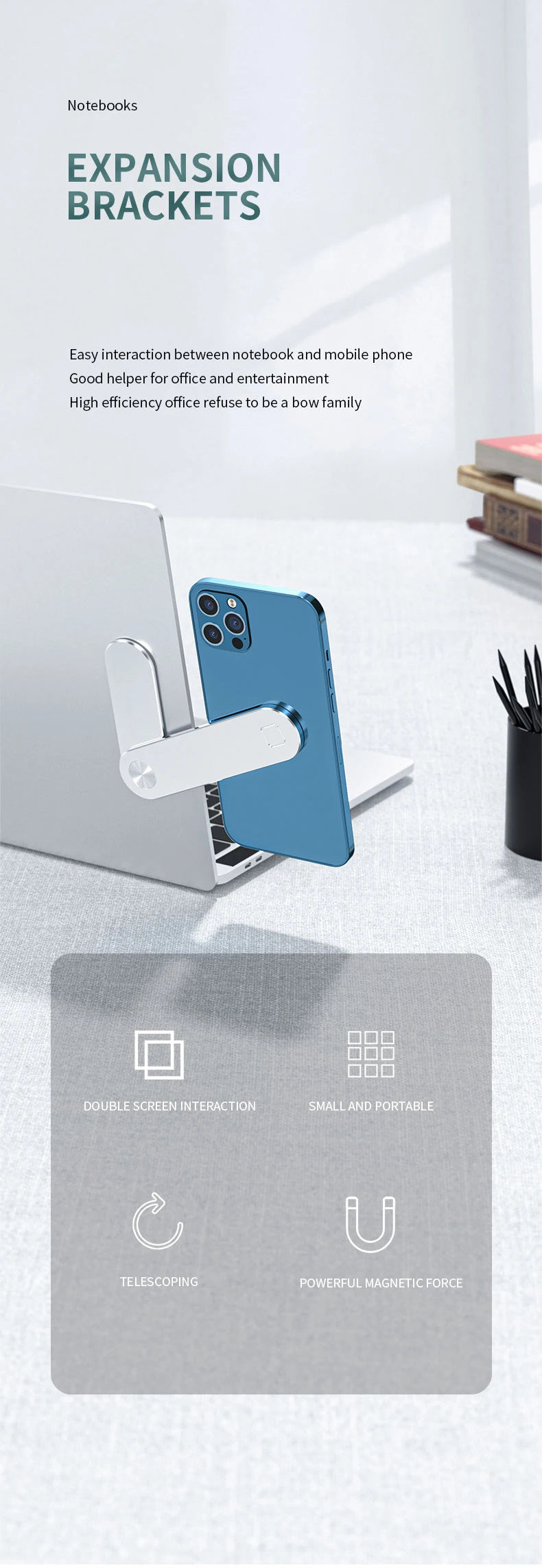 Magnetic Laptop Phone Holder