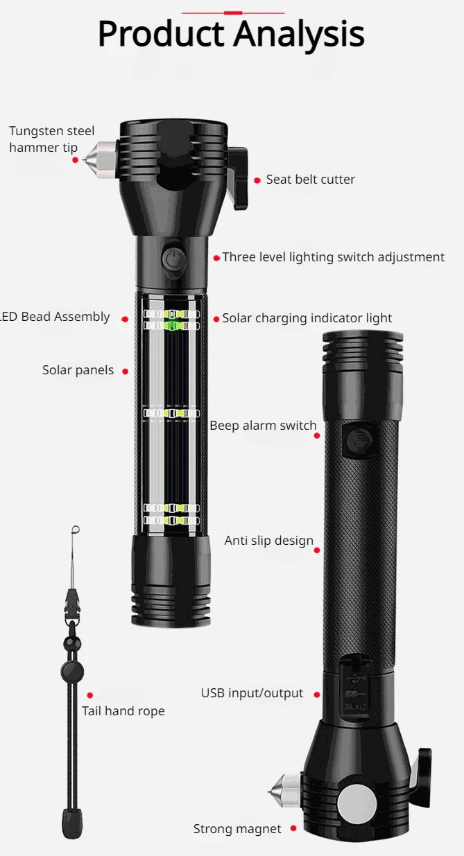 Multifunctional Solar Power Flashlight