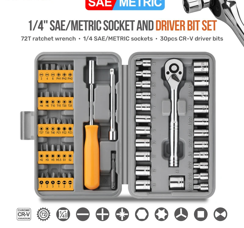 Rotating Ratchet Wrench Set - 57Pcs