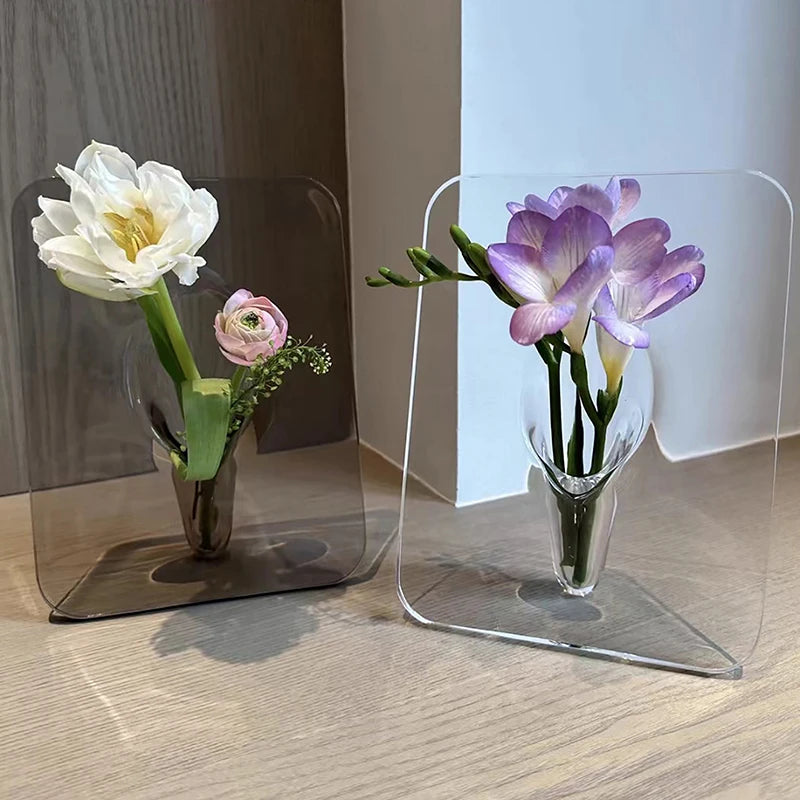 Acrylic Floral Photo Frame Vase