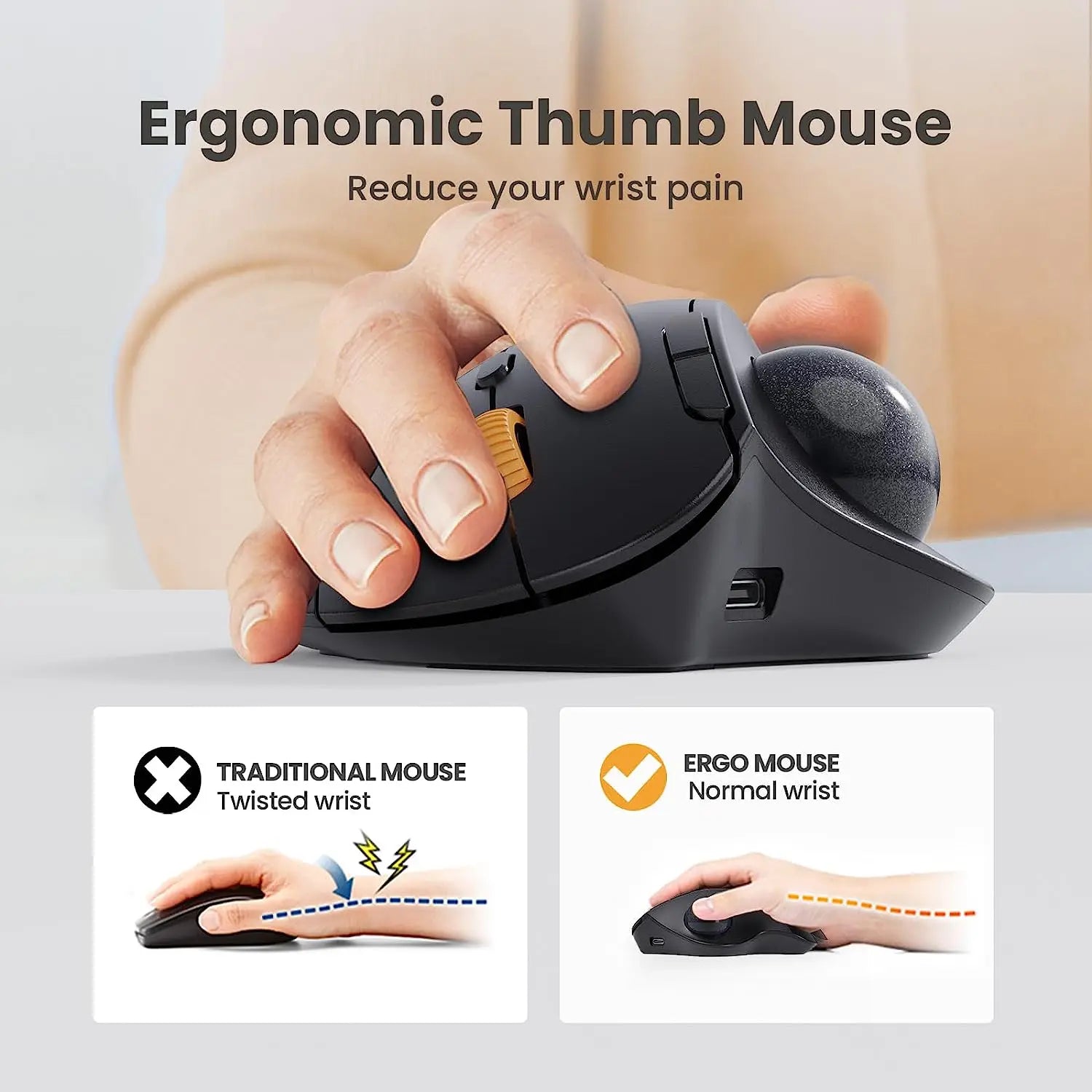 Ergonomic Wireless Trackball Mouse