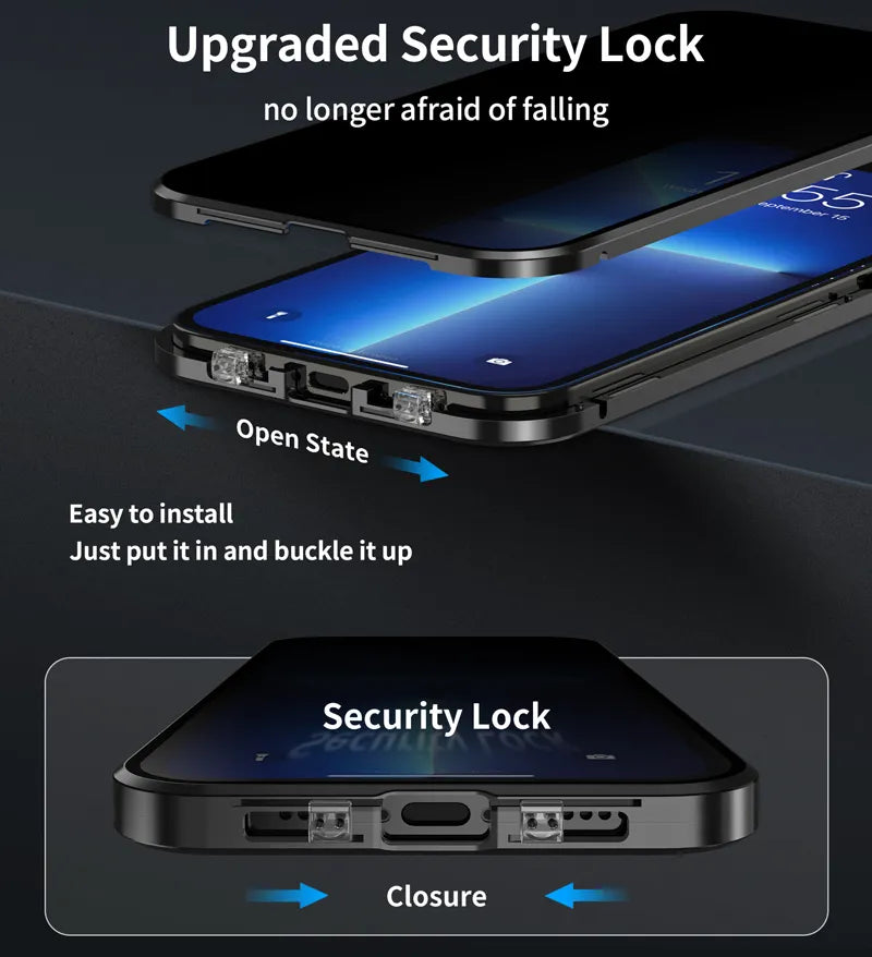 Double Sided Magnetic Glass Anti-Peep Mobile Case