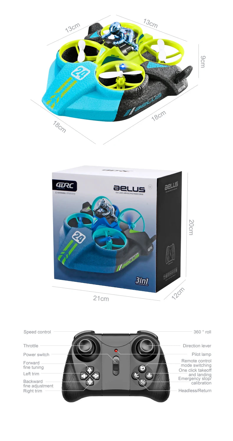 RC 3 in 1 Sea Land And Air Flying Boat Car Toy