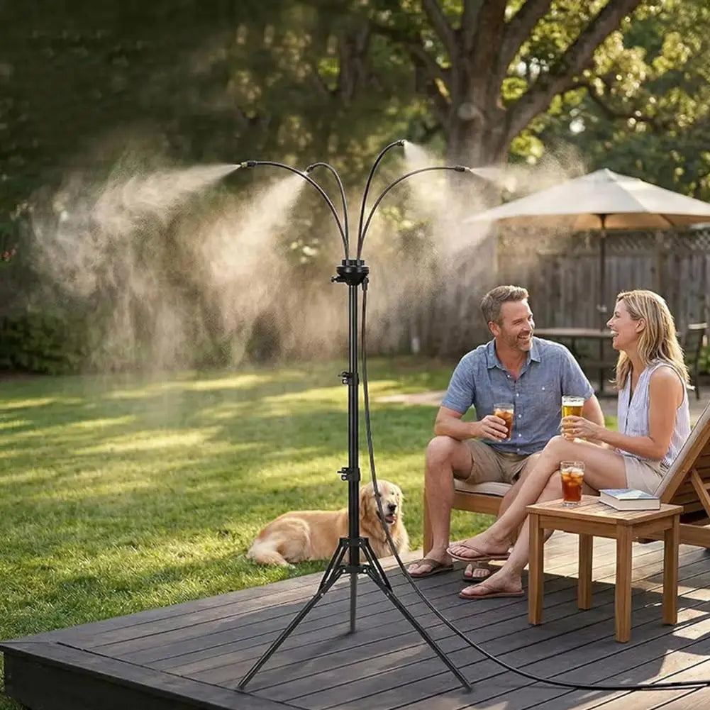 Flexible Standing Outdoor Misting System With Adjustable Height