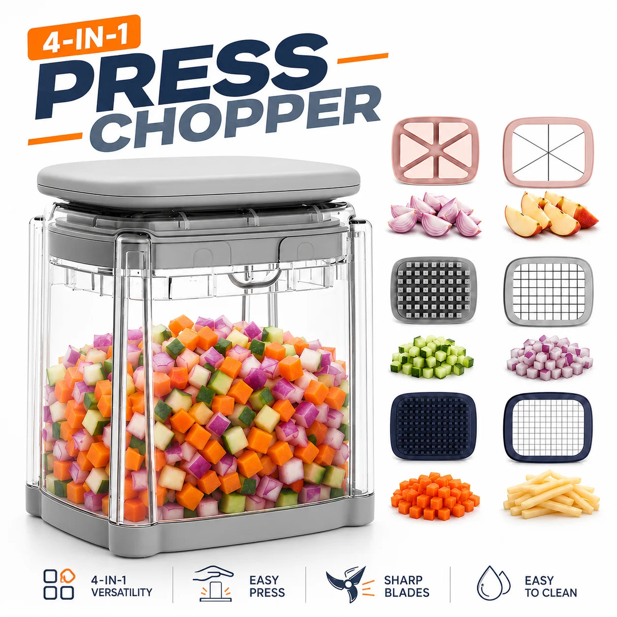 4-in-1 Multifunctional Vegetable Press Chopper