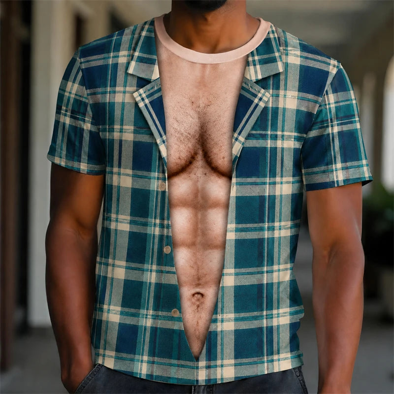 Men’s 3D Muscle Print T-Shirt