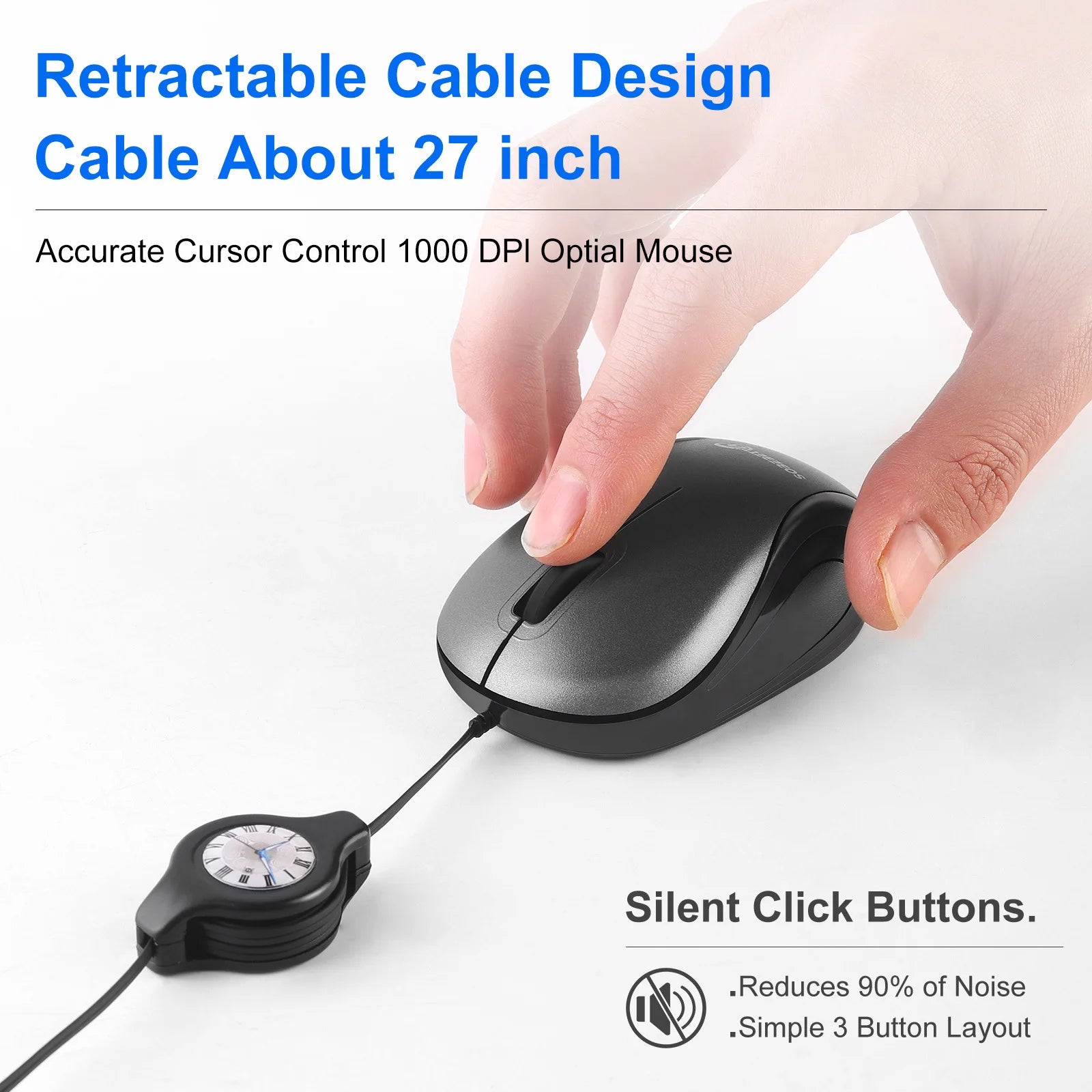 Portable USB Type C Retractable Mouse