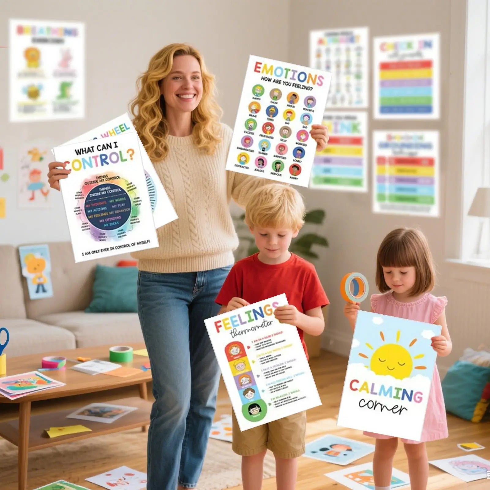 12pcs Calming Corner Posters For Kids Mental Health