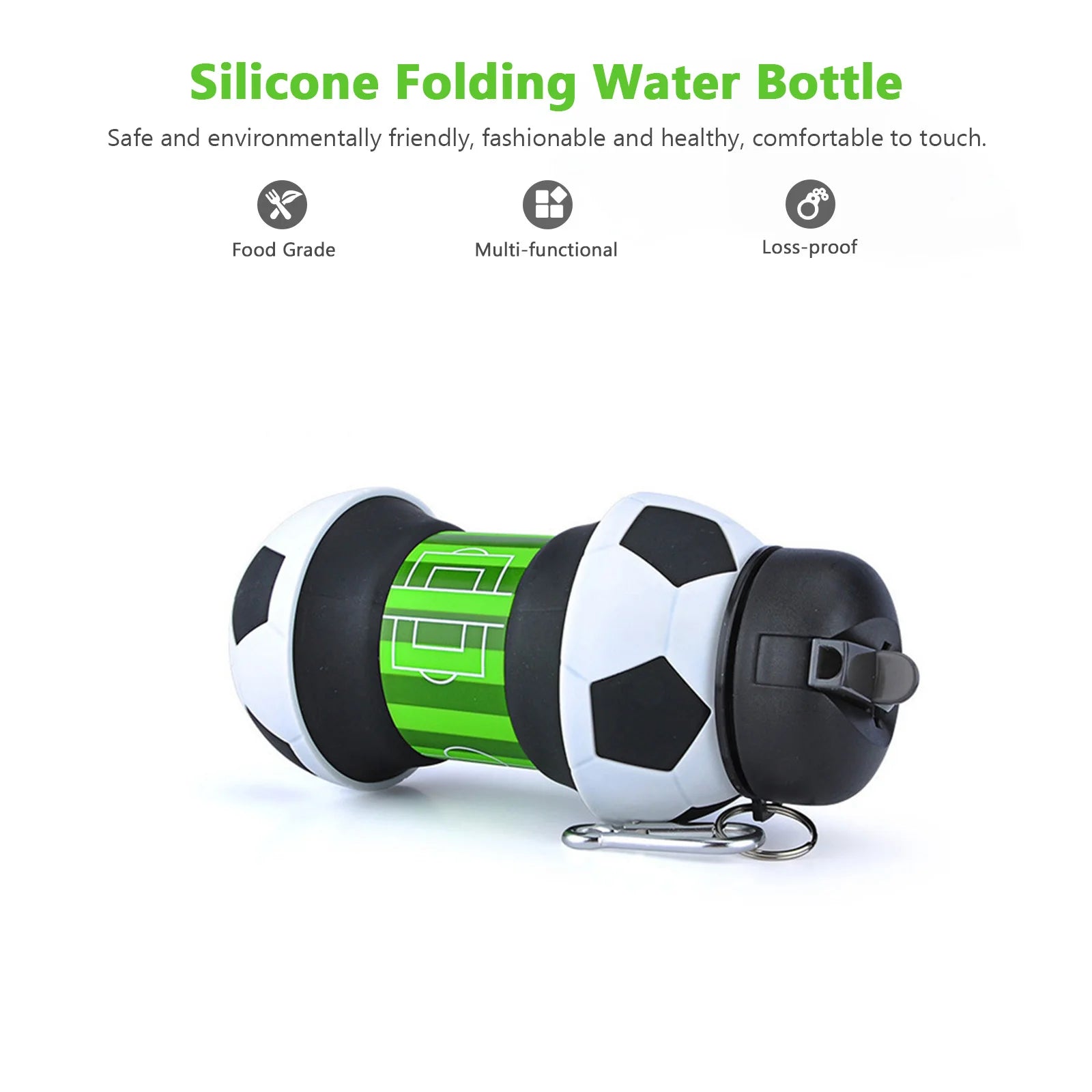 Collapsible Silicon Soccer Style Watter Bottle