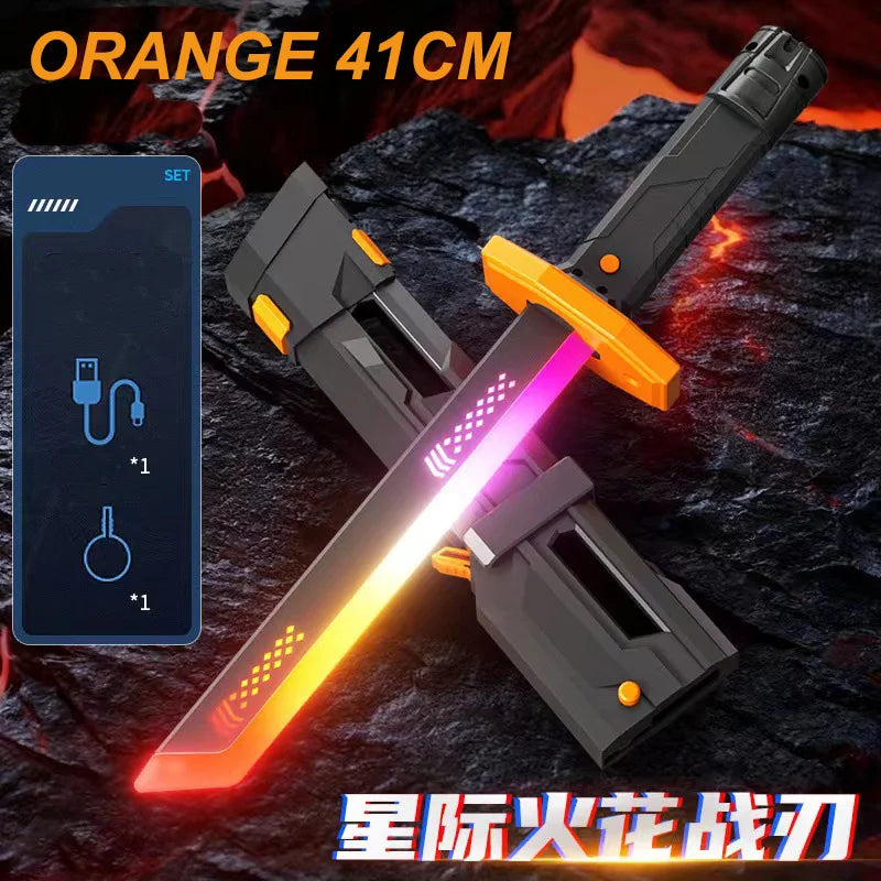 Colorful Glowing Sword with Spark & Smoke Effect