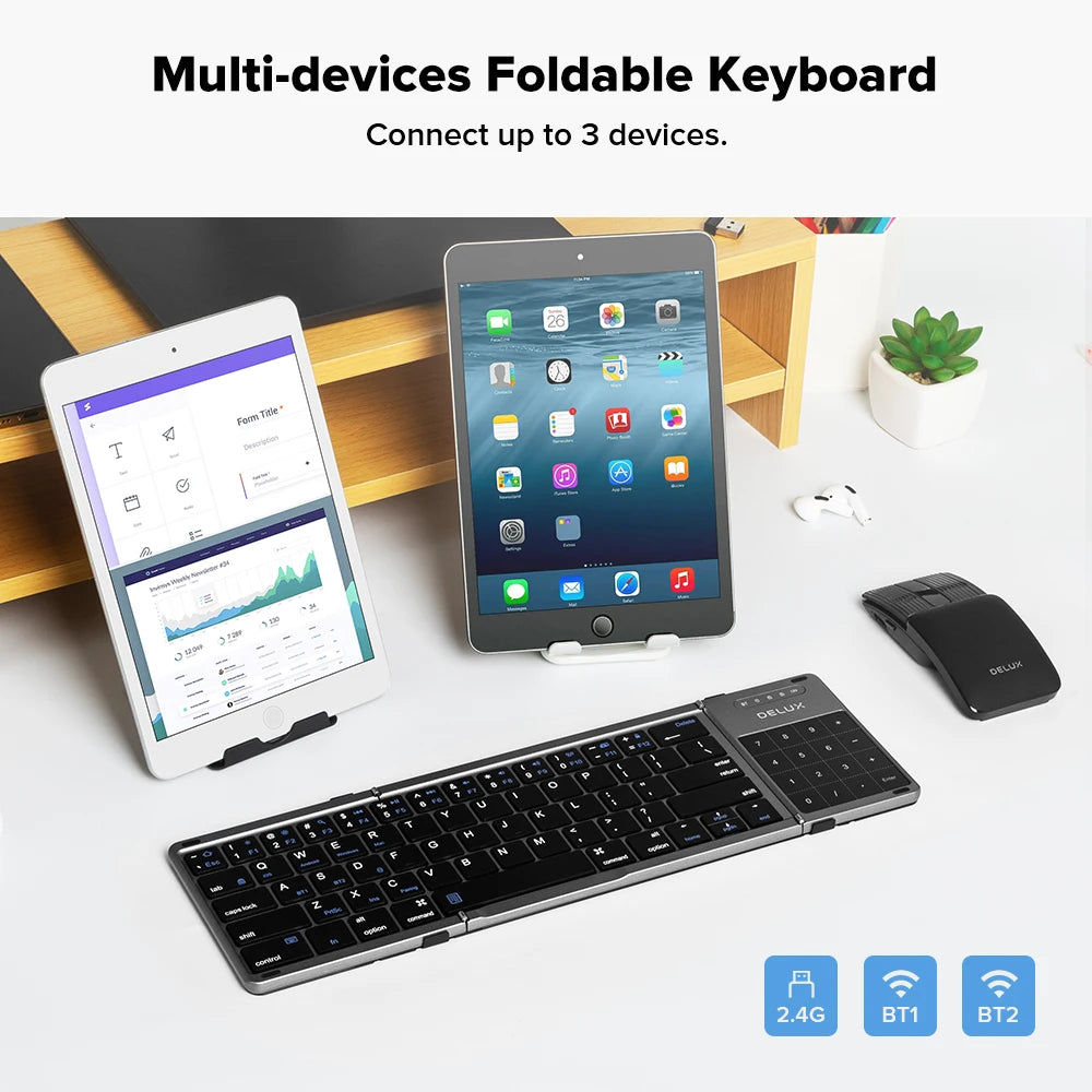 2 in 1 Touchpad Bluetooth Foldable Keyboard