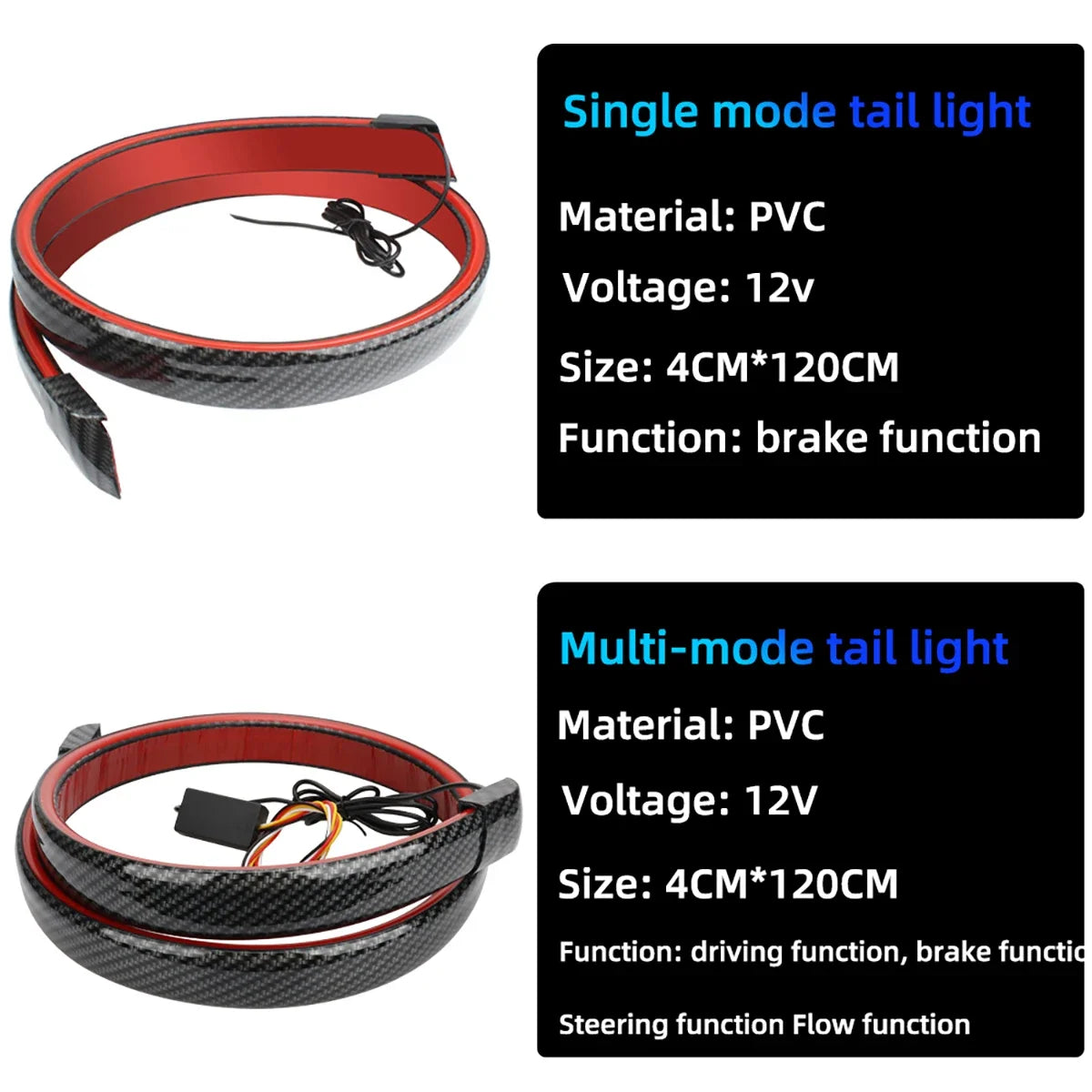 Carbon Fiber Car LED Spoiler Light Strip