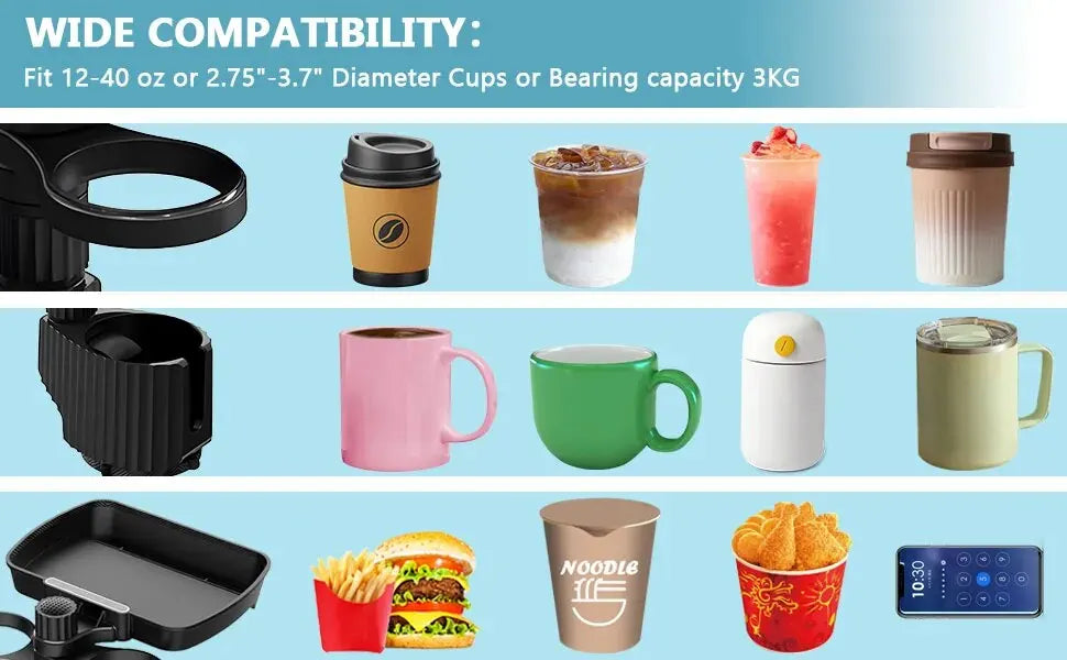 Car Cup Holder with Detachable Tray