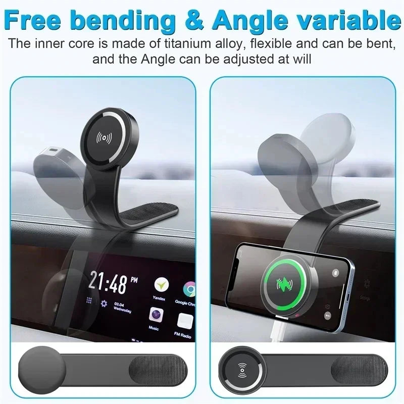 Magnetic Bendable Phone Holder with Wireless Charging