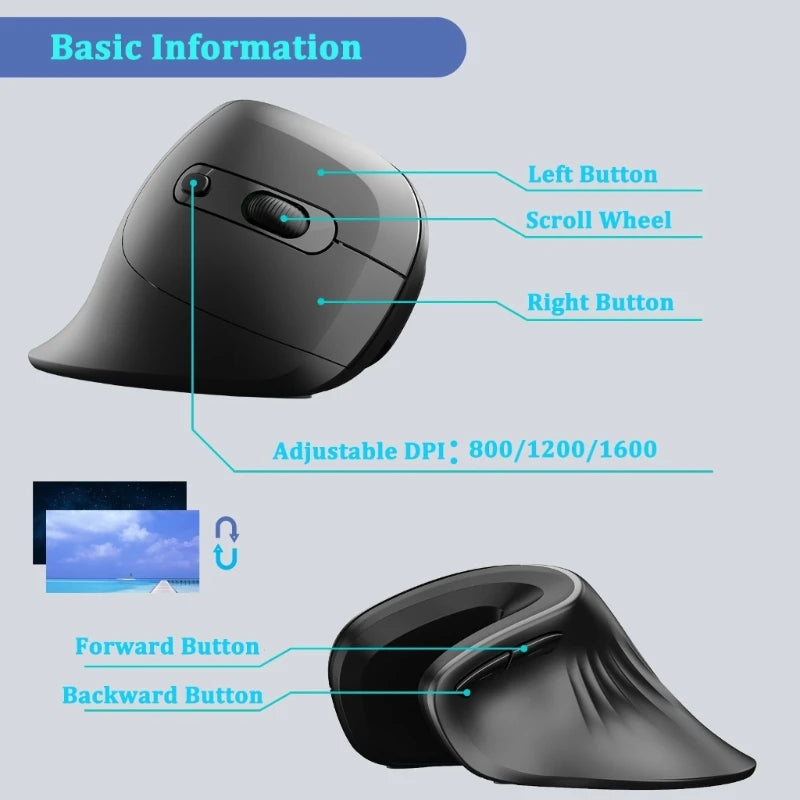 Ergonomic Wireless Vertical Mouse