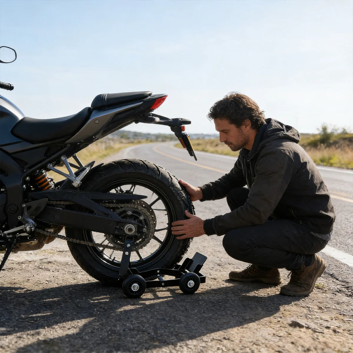 Motorcycle Emergency Tire Moving Tool