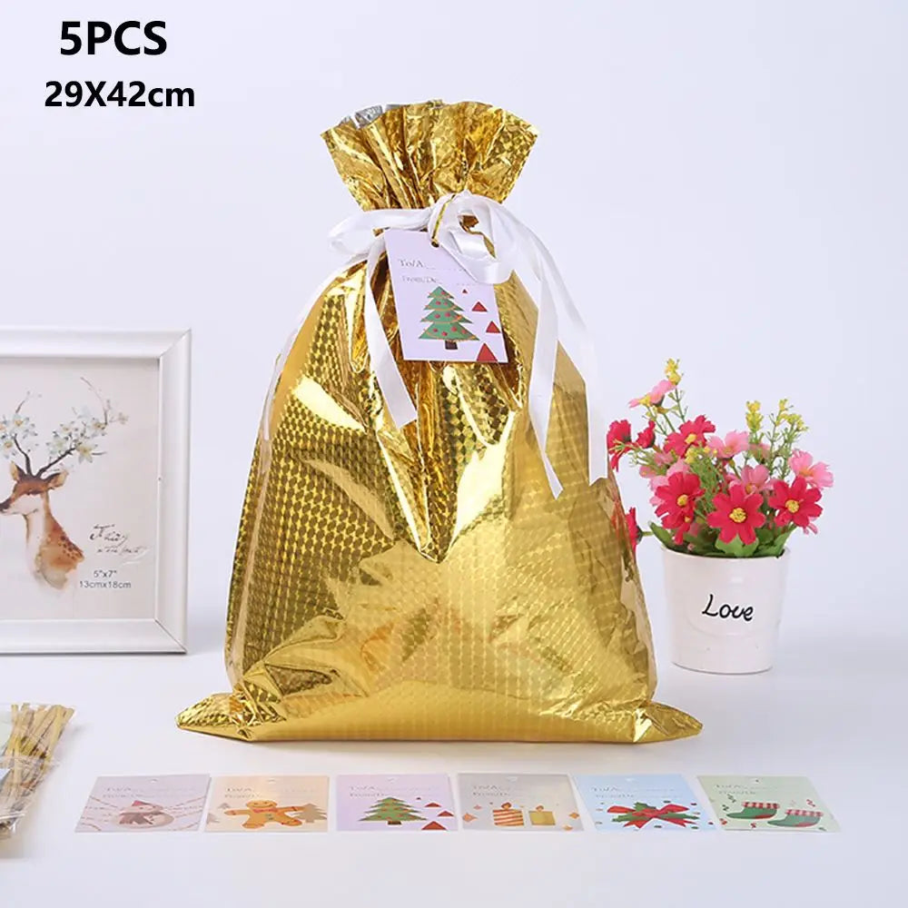 Drawstring Gift Wrapping Bags 5Pcs