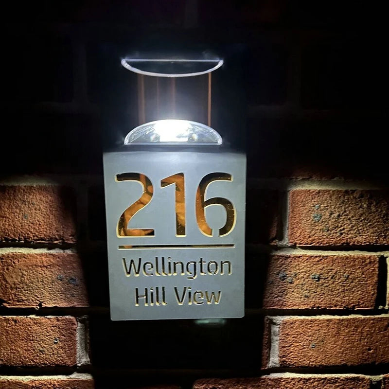 Solar House Address Sign Light