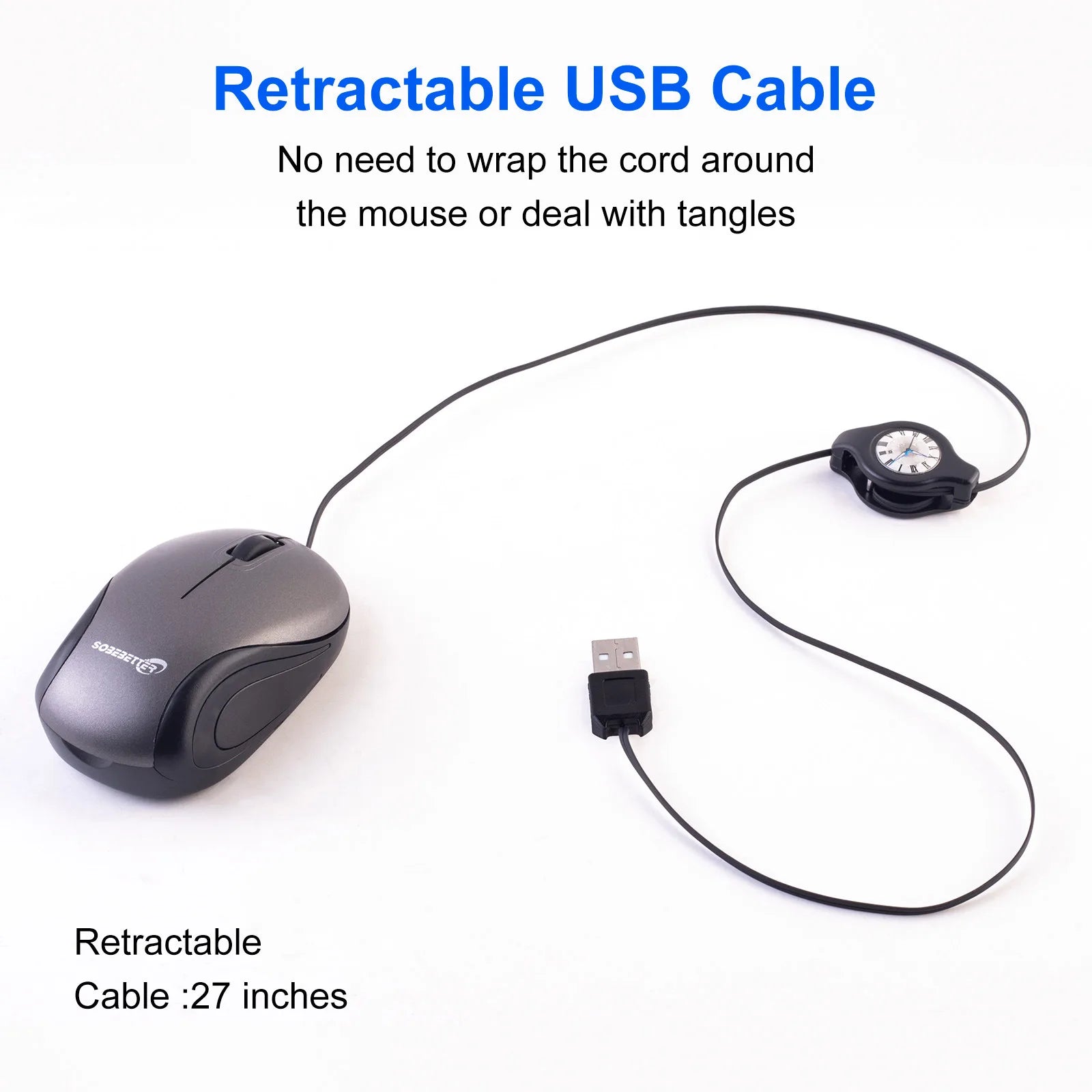 Portable USB Type C Retractable Mouse
