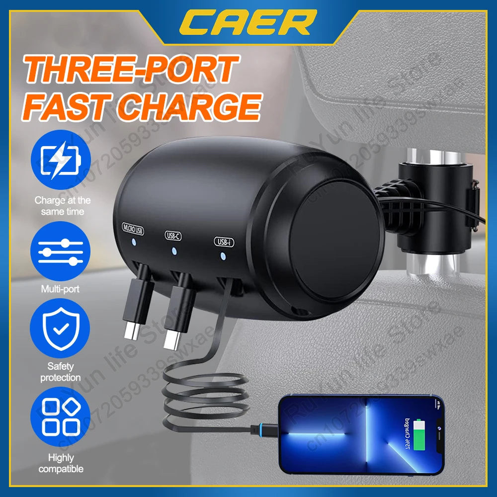 Retractable Car Backseat Fast Charging Adapter