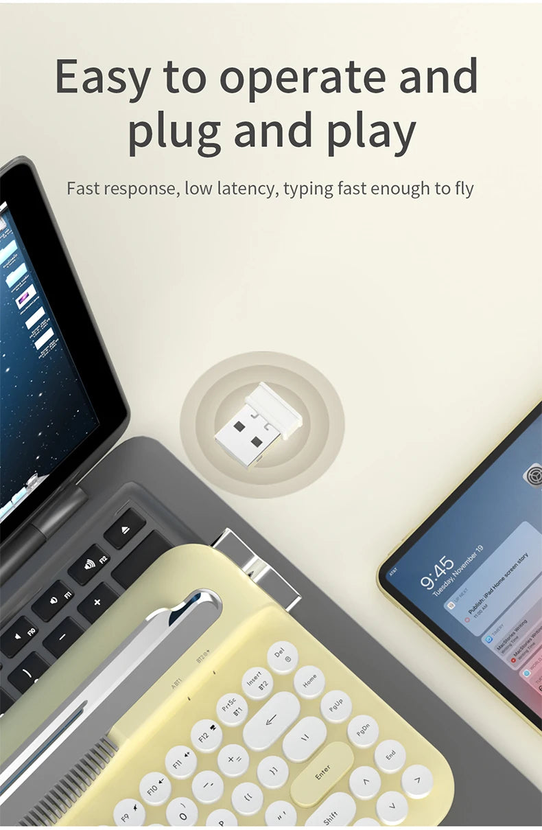 Retro Bluetooth Typewriter Keyboard