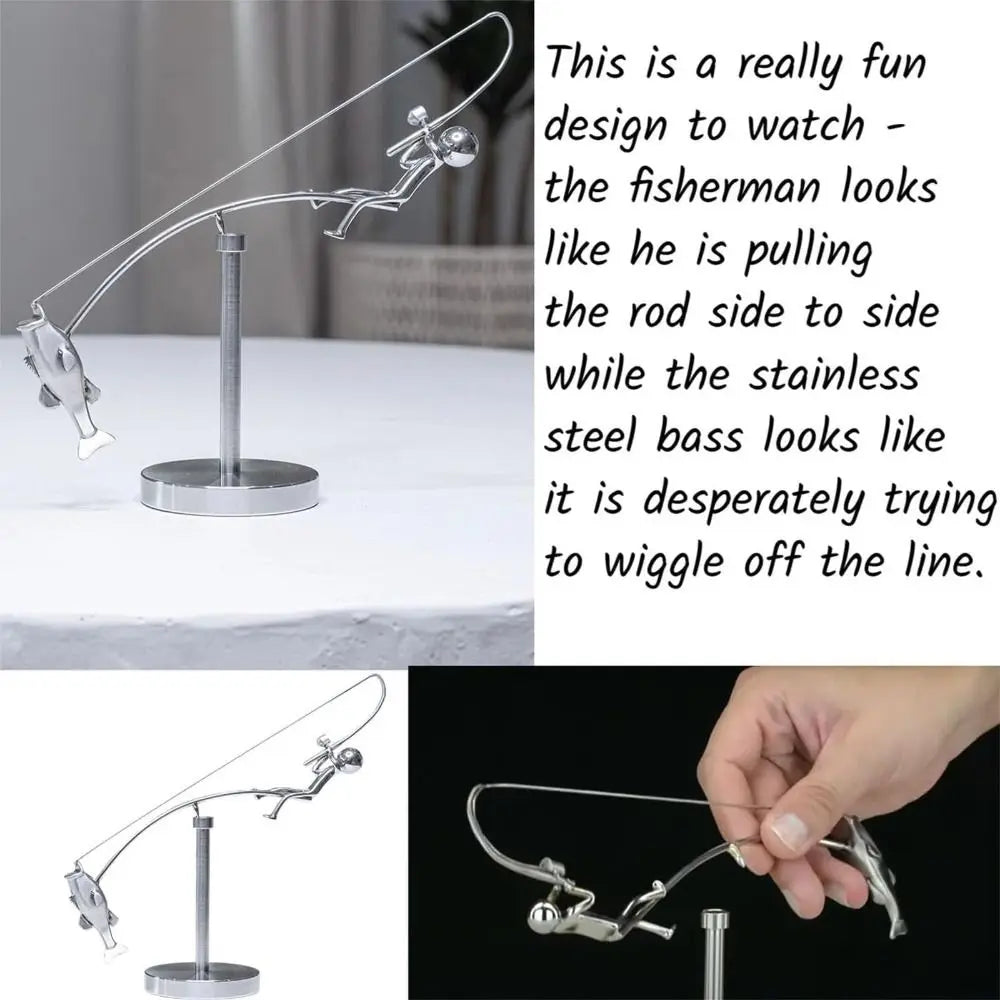 Handmade Kinetic Fishing Sculpture