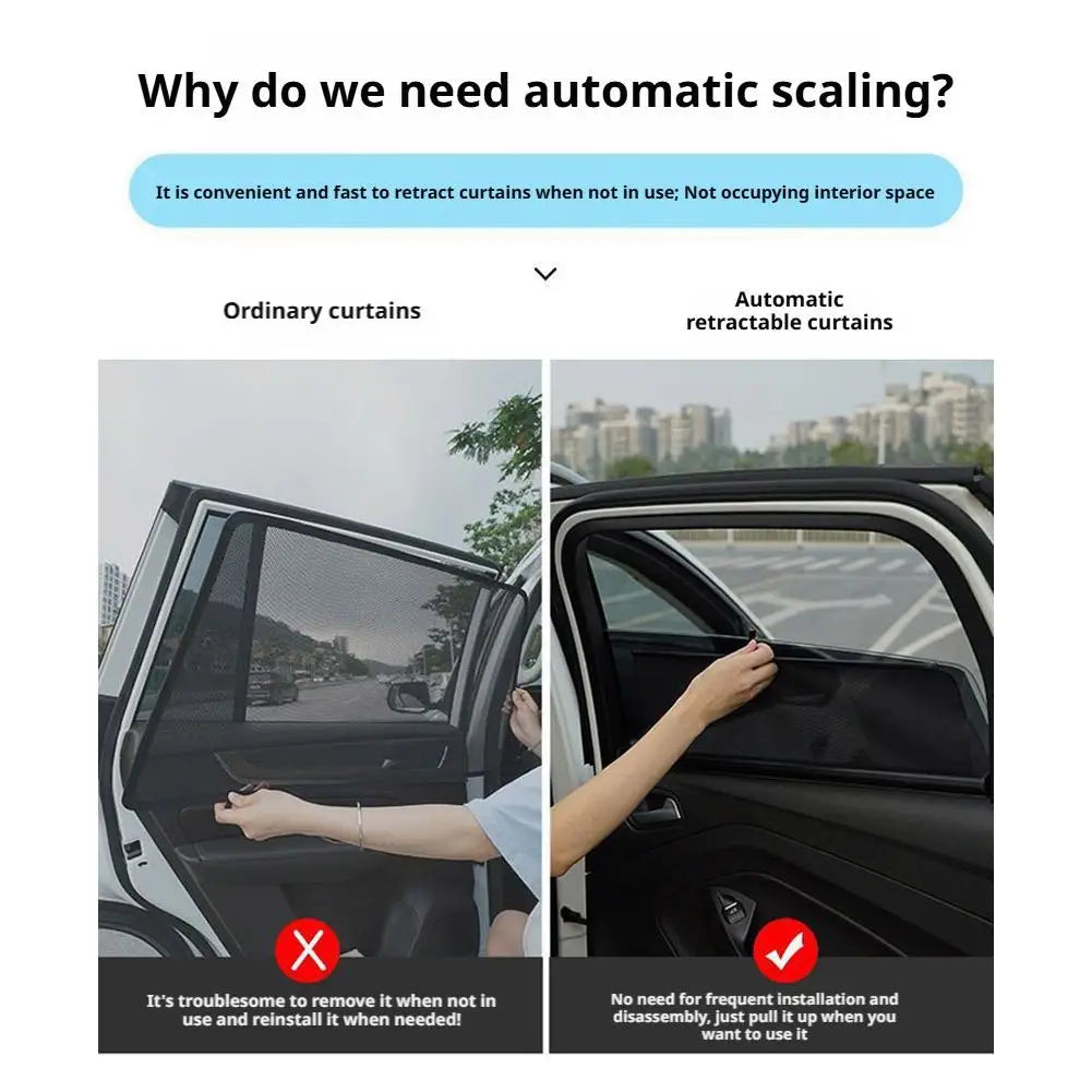 Automatic Retractable Car Window Sunshade Curtain