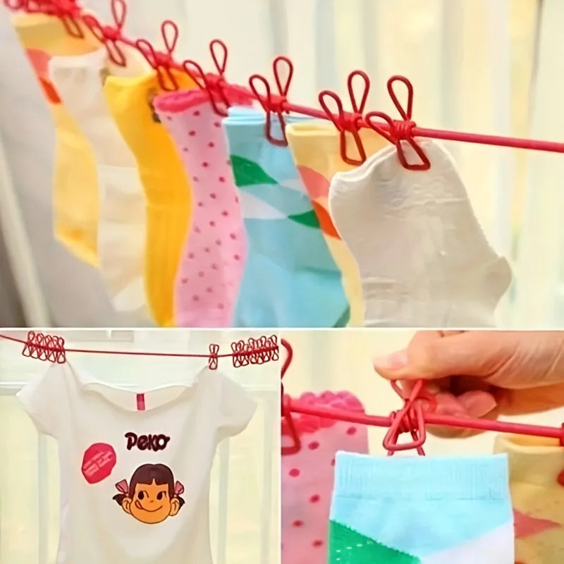 Portable Travel Clothesline with Clips