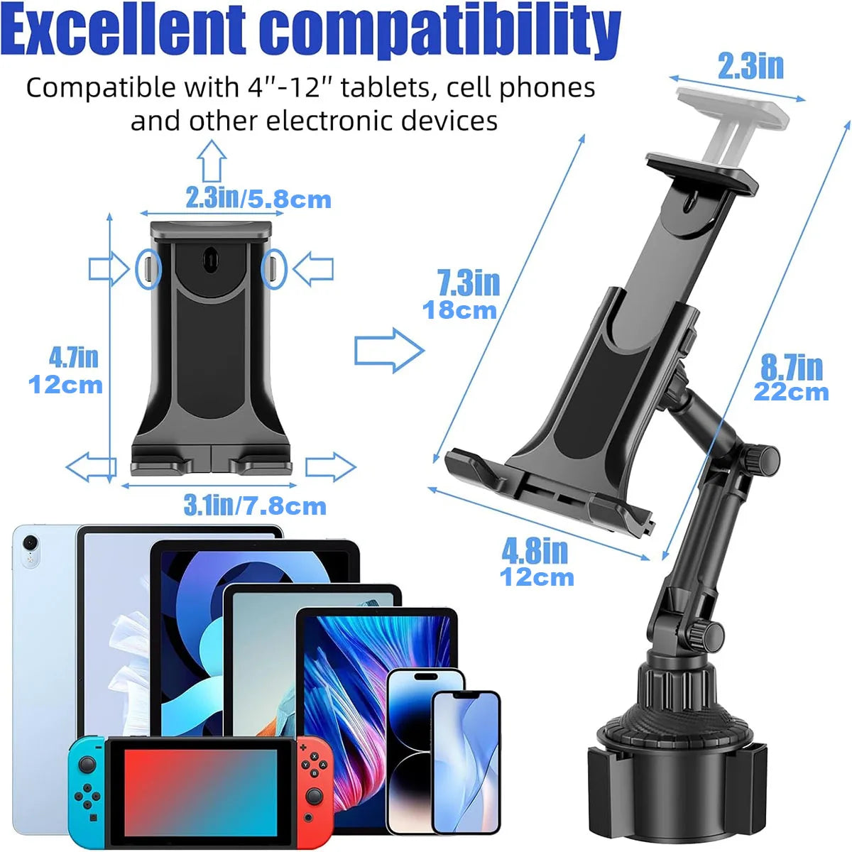 Car Cup Holder Phone Mount with Heavy Duty Base