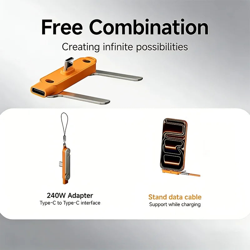 2 in 1 Type C Fast Charging Adapter with Phone Stand