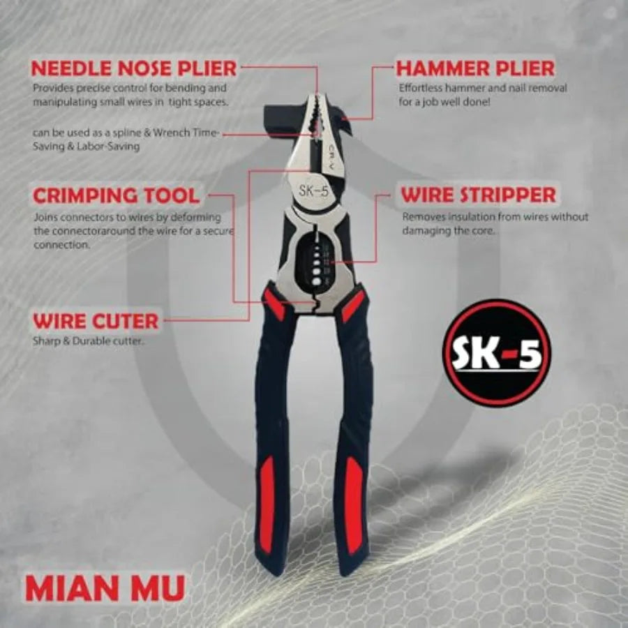 5 in 1 Multifunctional Electrician Plier Wire Cutter - Shipping to USA only