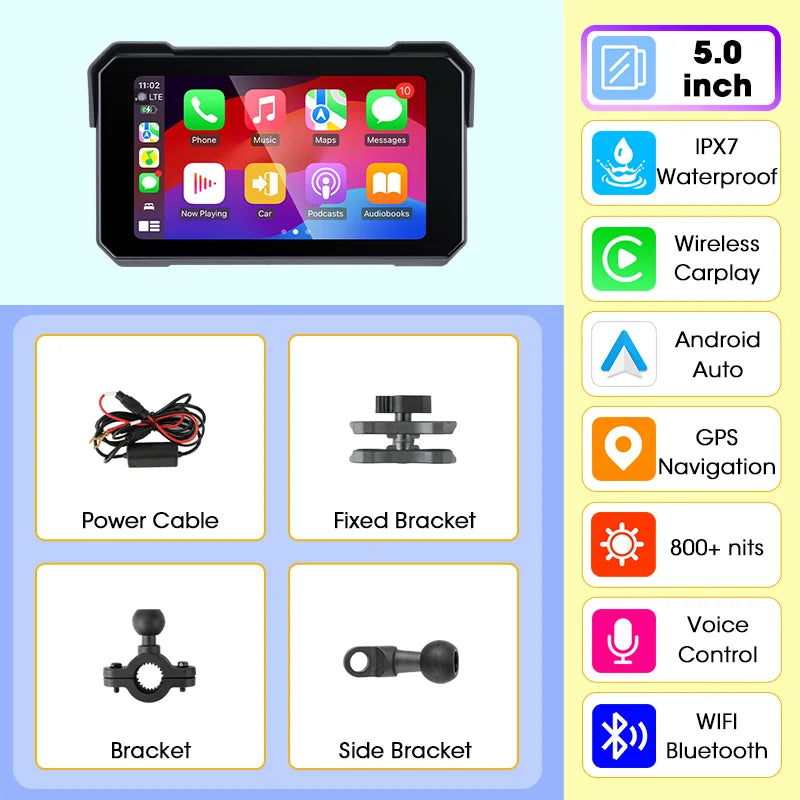 Waterproof Motorcycle Android Wireless Carplay