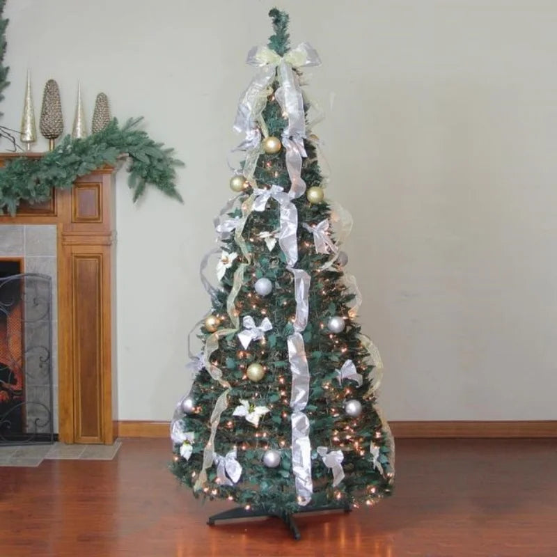 Fully Decorated Retractable Christmas Tree