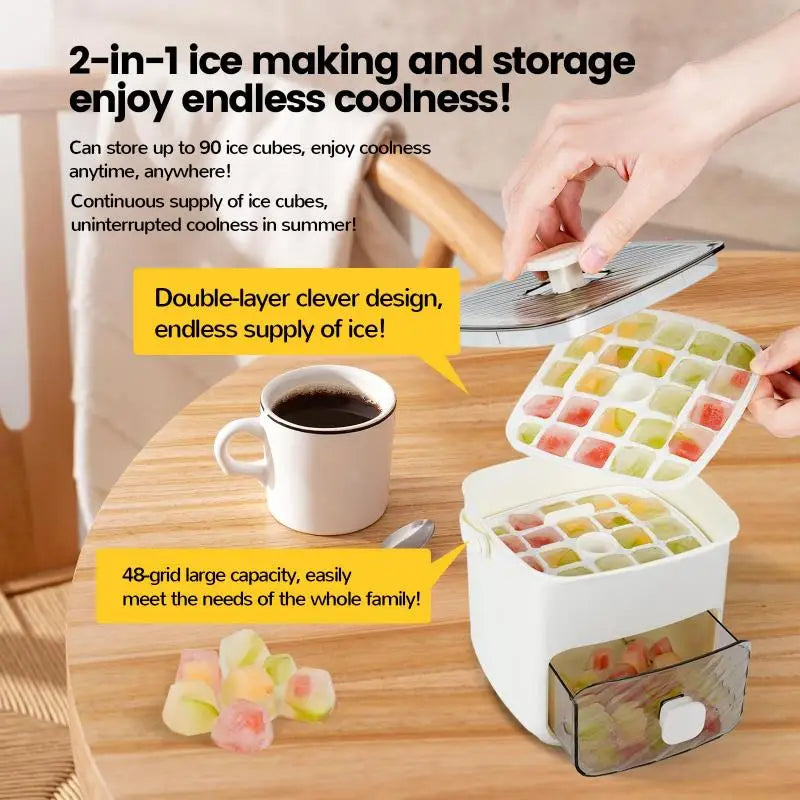 Double Layer Ice Cube Maker With Lid