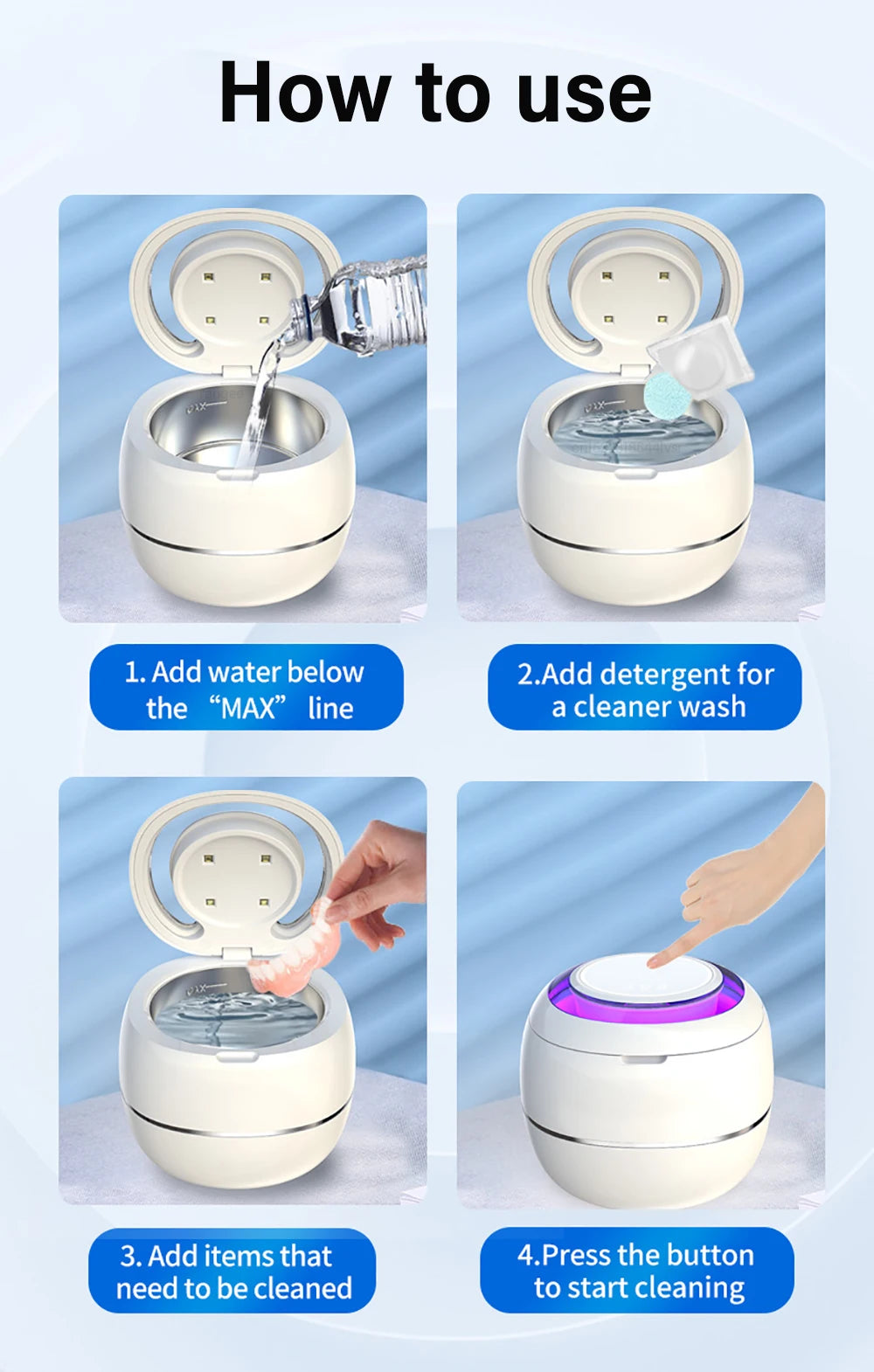 Mini Portable UV Ultrasonic Cleaner