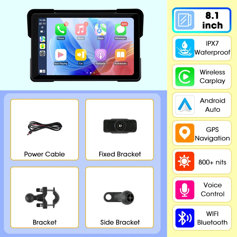 Waterproof Motorcycle Android Wireless Carplay
