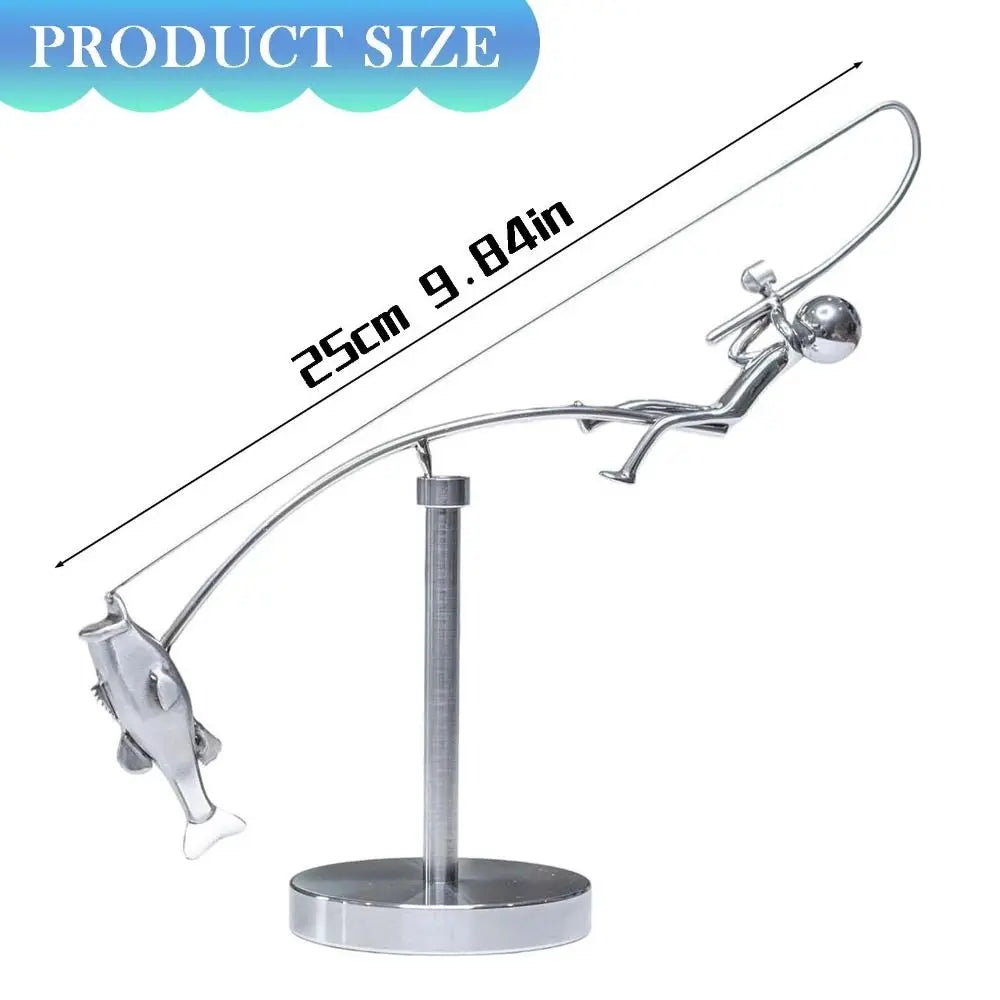 Handmade Kinetic Fishing Sculpture