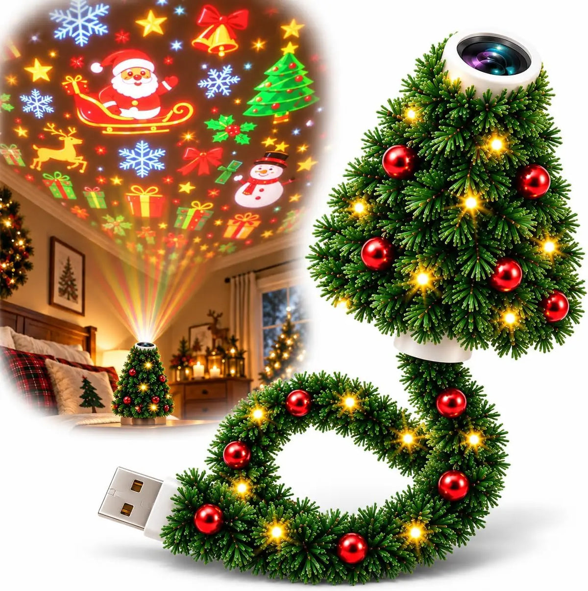 USB Christmas Tree Projector Lamp
