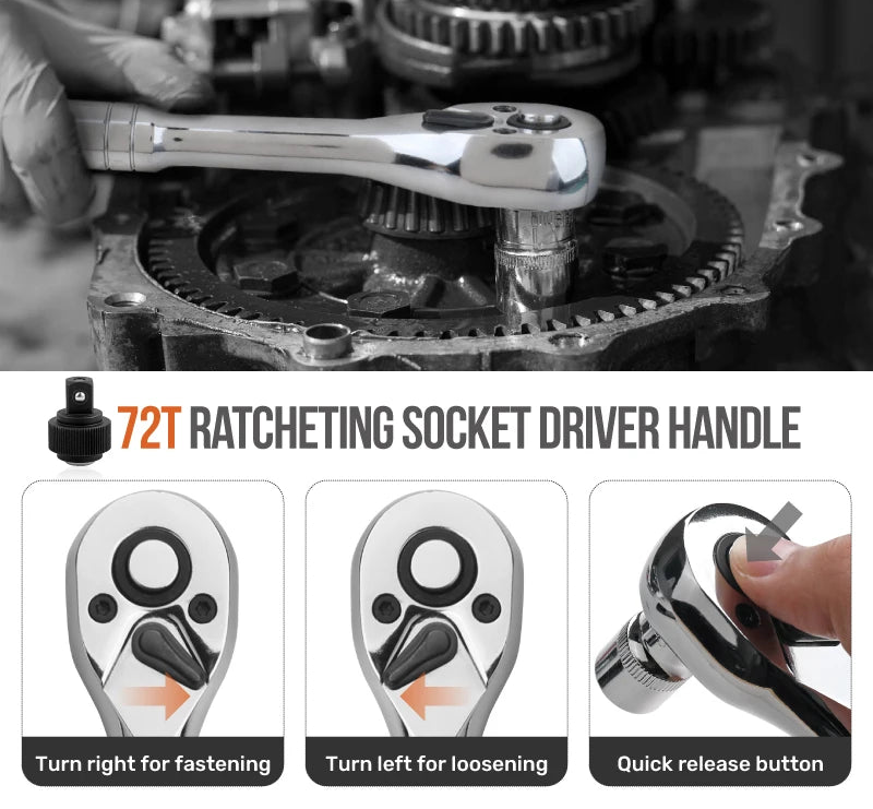 Rotating Ratchet Wrench Set - 57Pcs