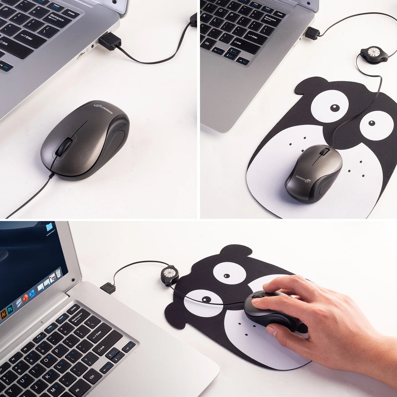 Portable USB Type C Retractable Mouse