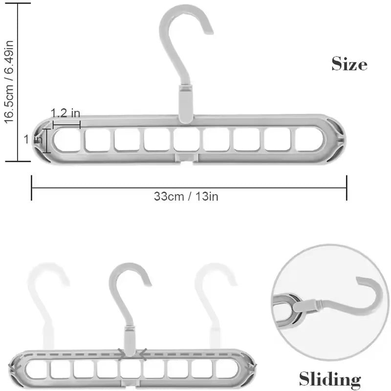 3Pcs 9-hole Clothes Hanger