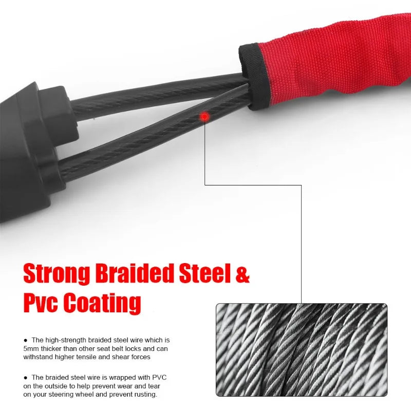 Car Steering Wheel Lock With Seat Belt Socket