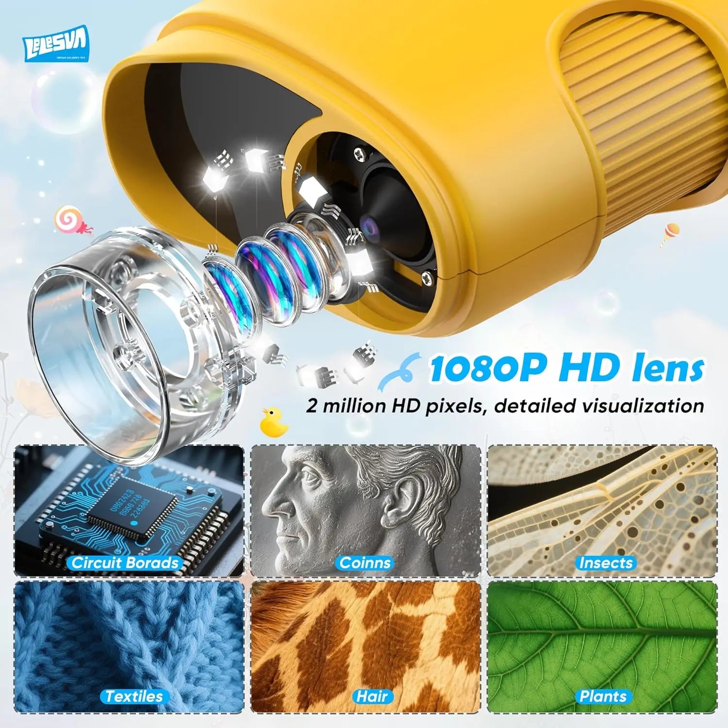 Pocket Microscope for Kids with 4K 2.0" Screen