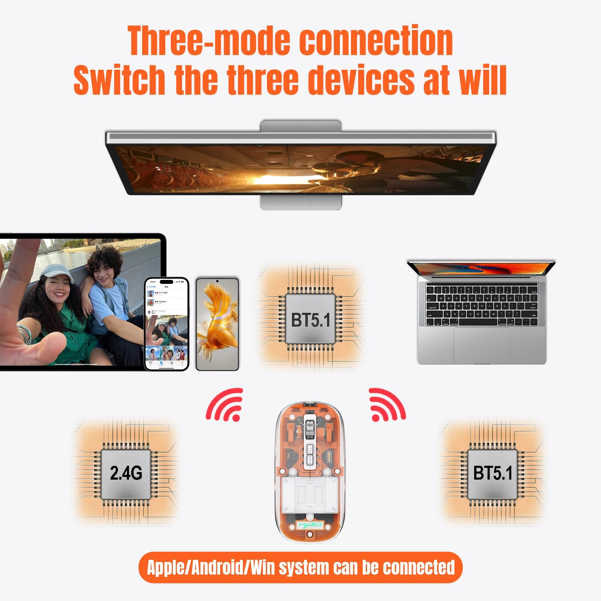 Transparent Wireless Bluetooth Mouse