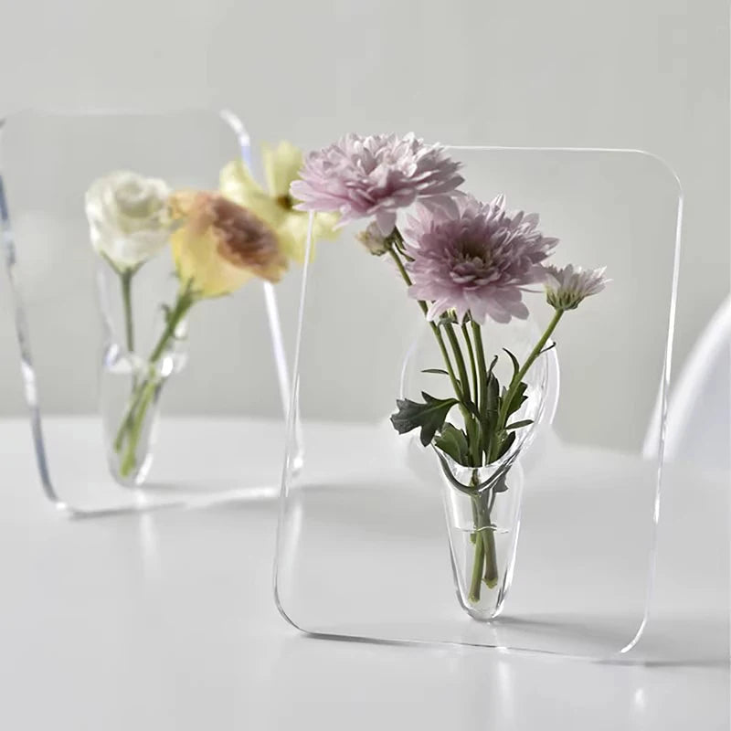 Acrylic Floral Photo Frame Vase