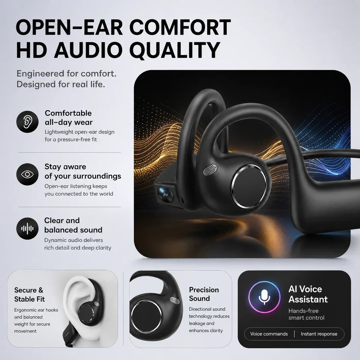 Smart AI Camera Bluetooth Headphones
