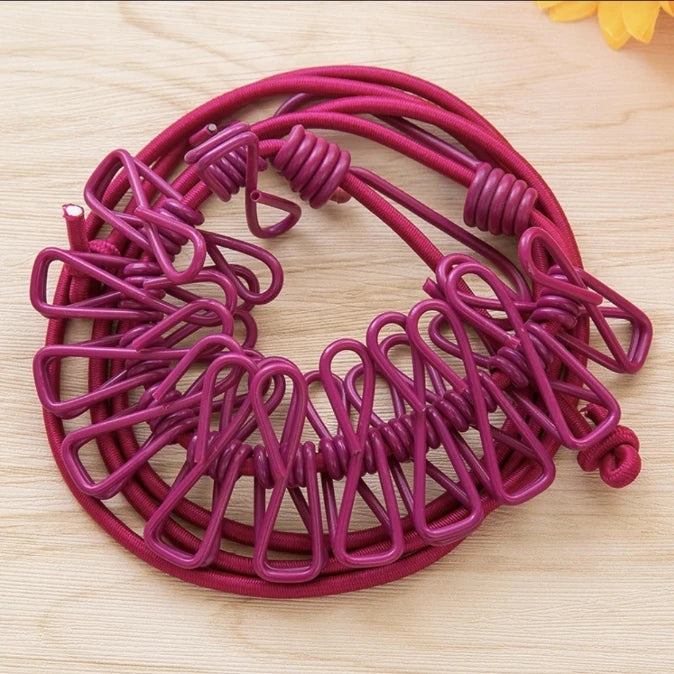 Portable Travel Clothesline with Clips